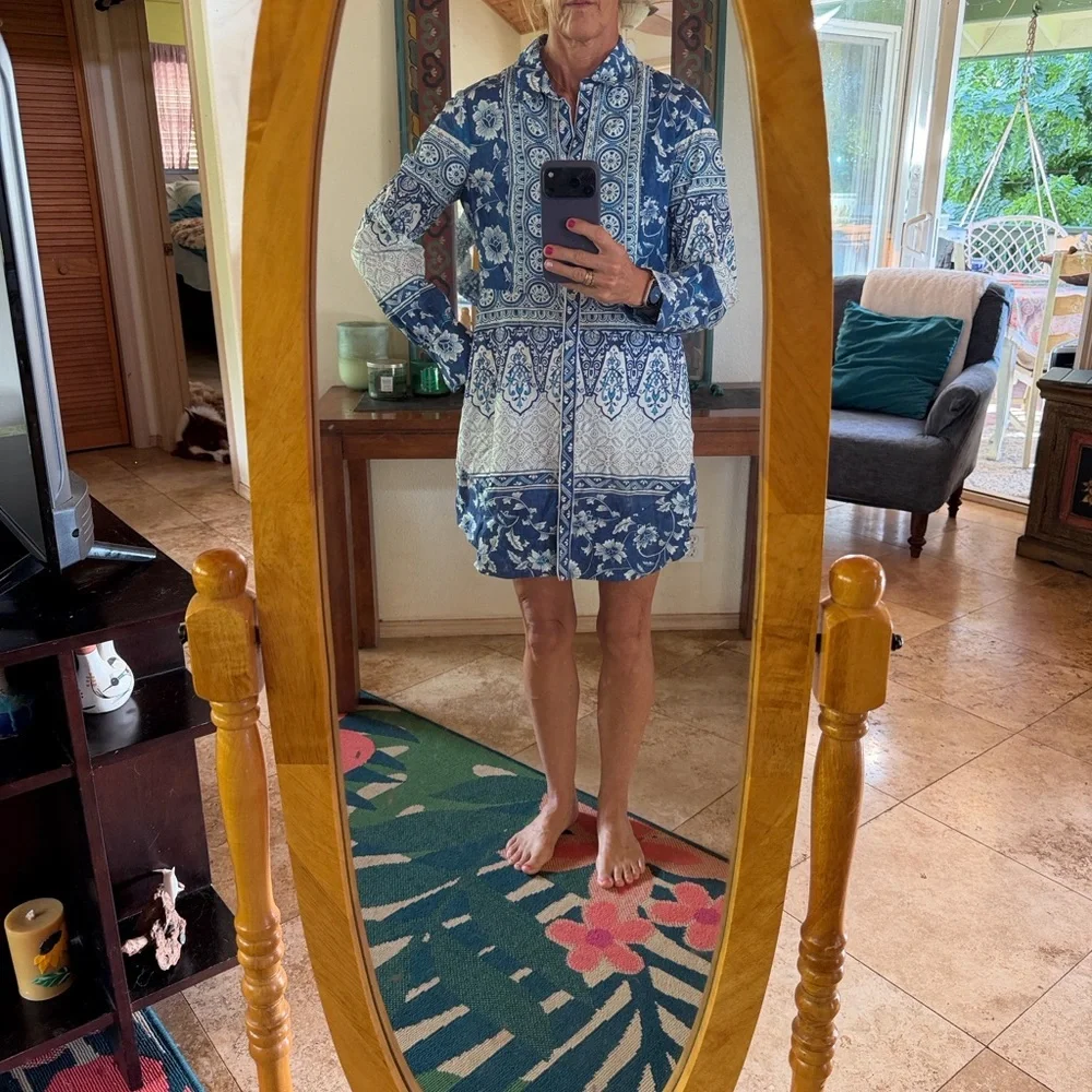 Anthropologie Blue and White Printed Paisley Dress - Picture 3 of 5